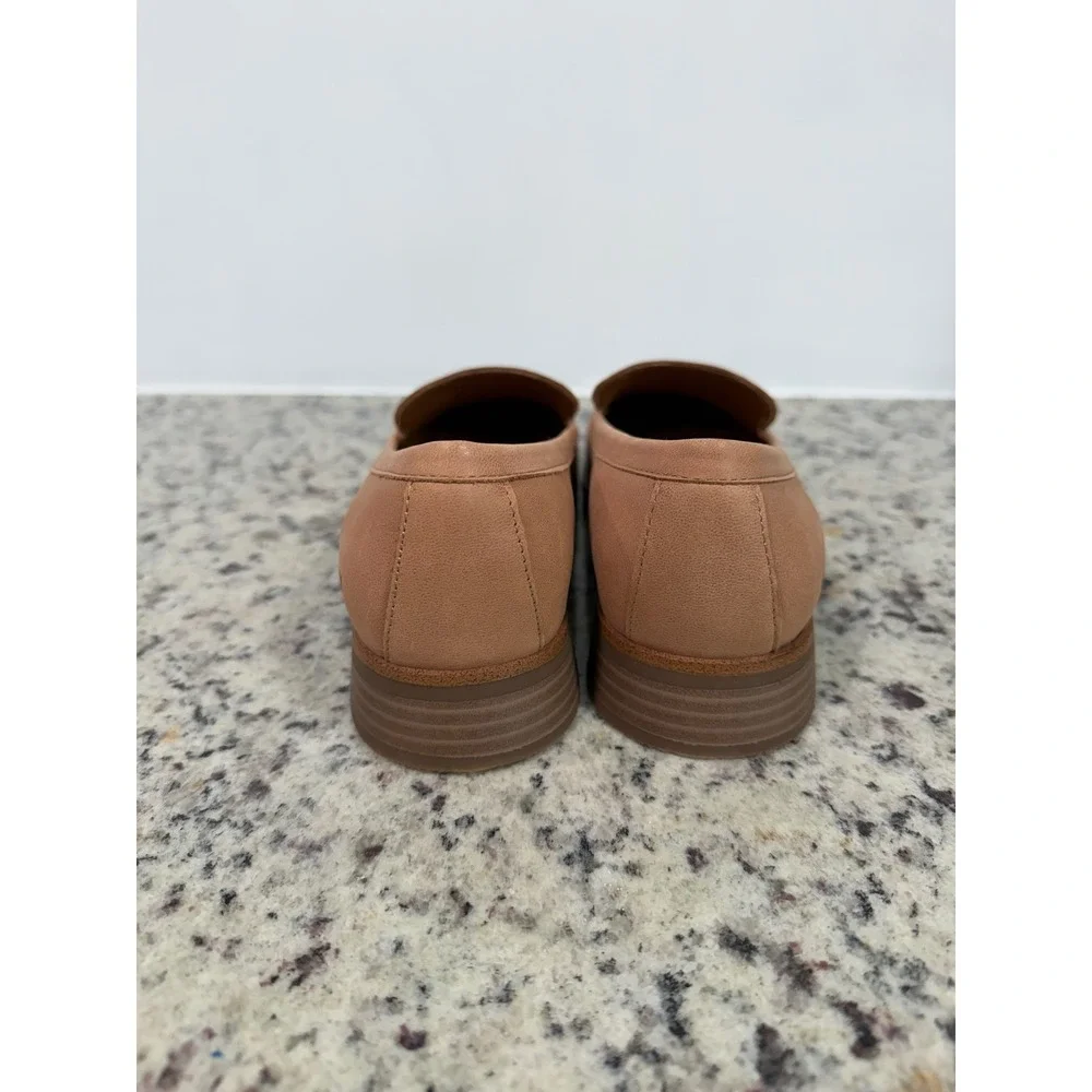 Lucky Brand Laurien Tan Leather Square Toe Loafers Shoes Womens 6.5 M LK-LAURIEN